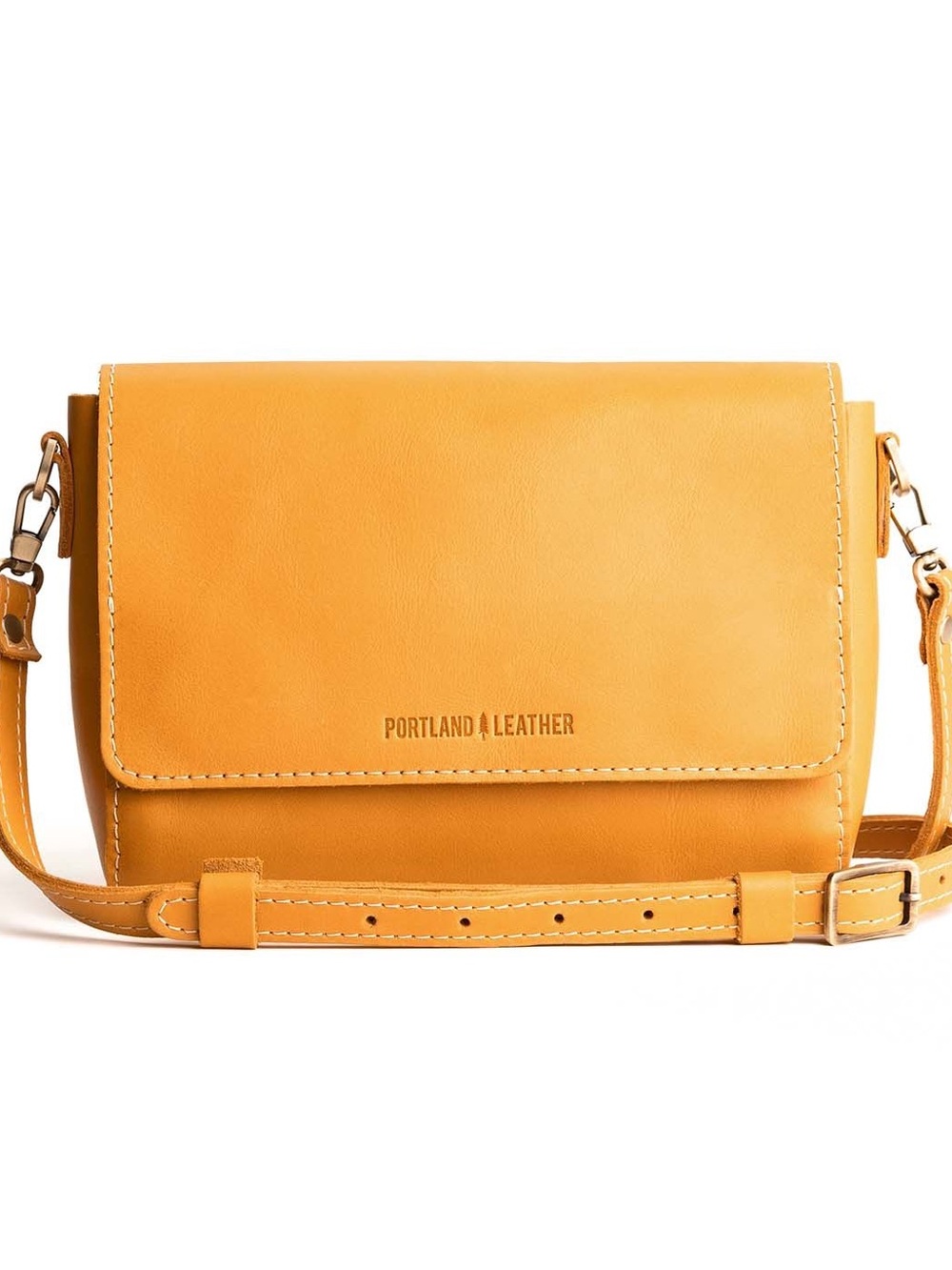 Portland Leather Bright Mustard Crossbody Bag small